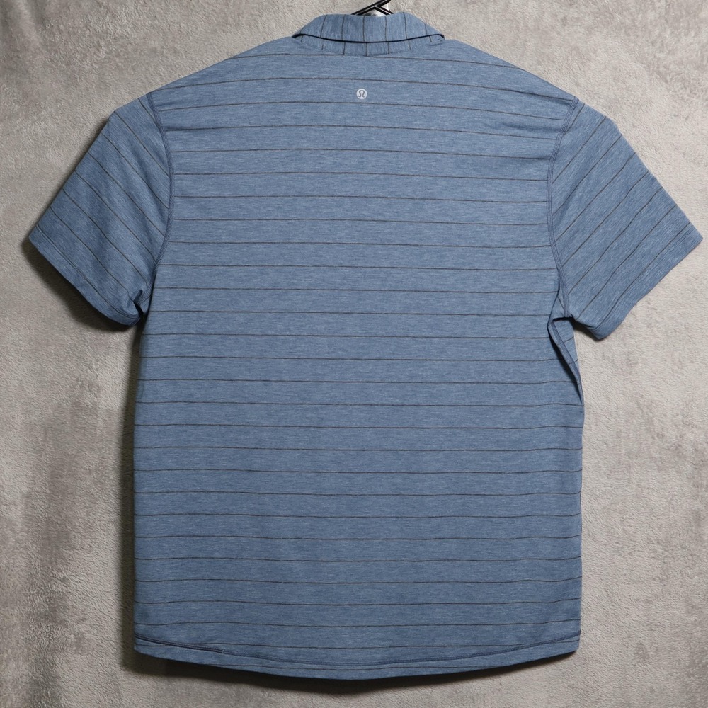 Lululemon Tech Polo Shirt Mens XL Blue Heather Striped Performance Golf Stretch - Picture 3 of 8